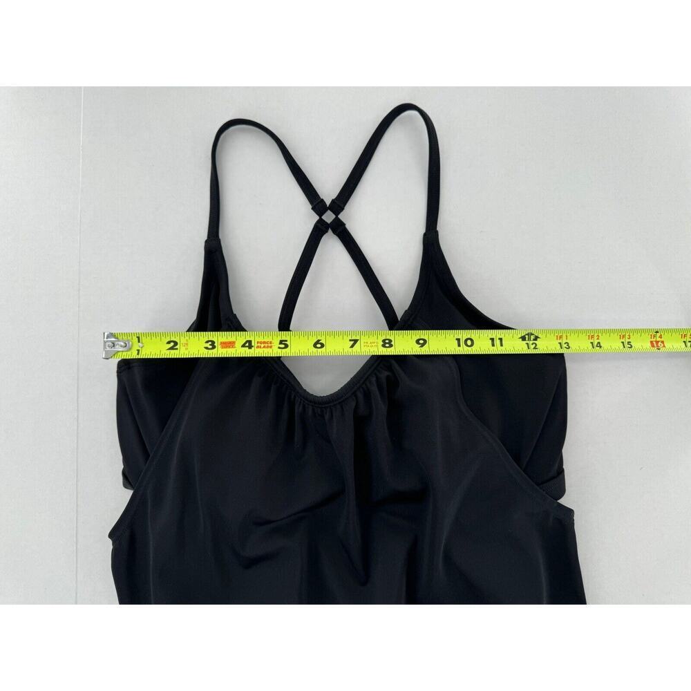 Athleta Swim Top Tankini Size 34 D/DD Black Cut Out Criss Cross Underwire - Picture 2 of 14